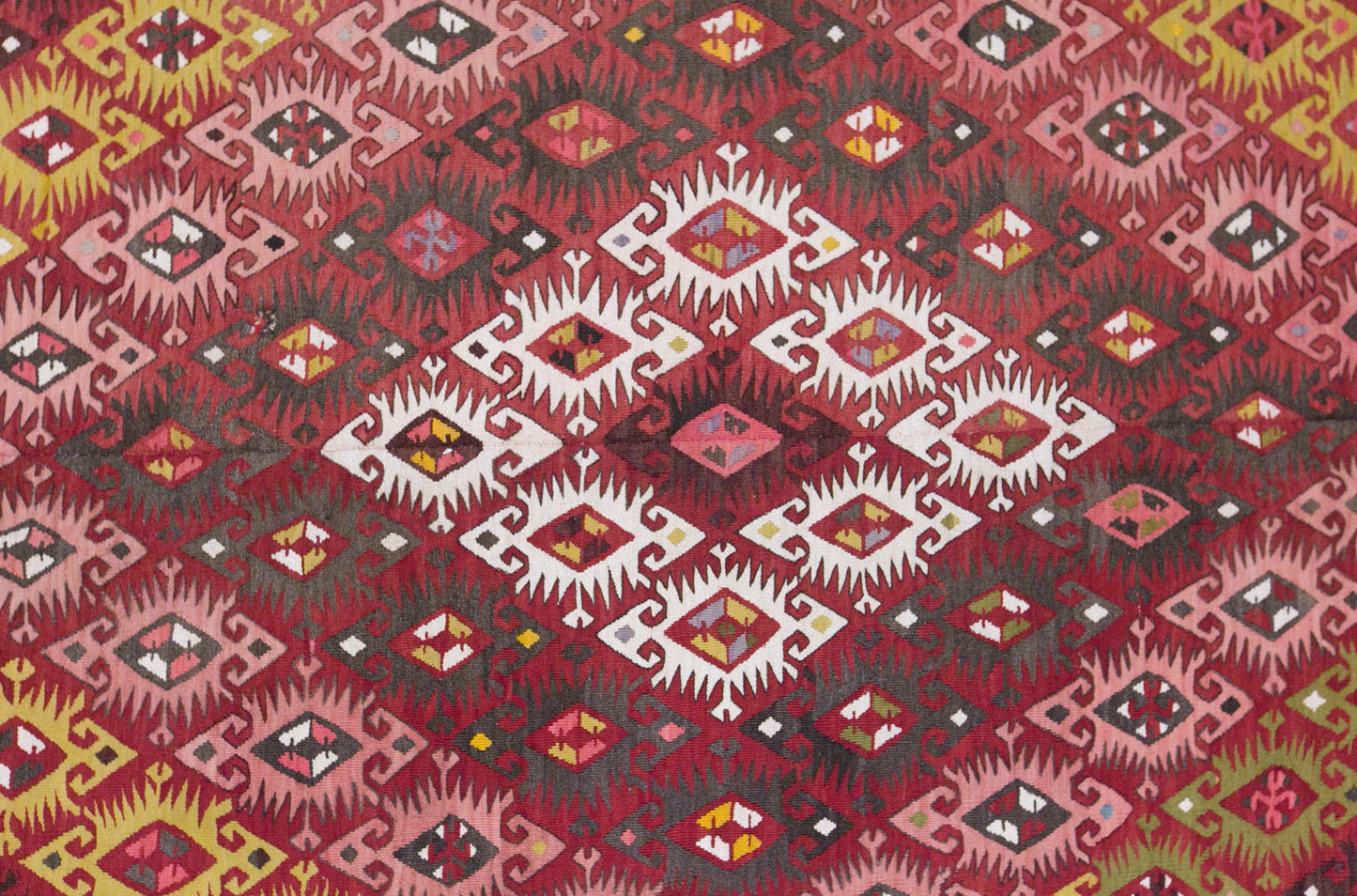 Vintage Adana Nomadic Kilim Rug, 6.2x14.8 ft, 190x450 cm, Handwoven Turkish Wool Kilim