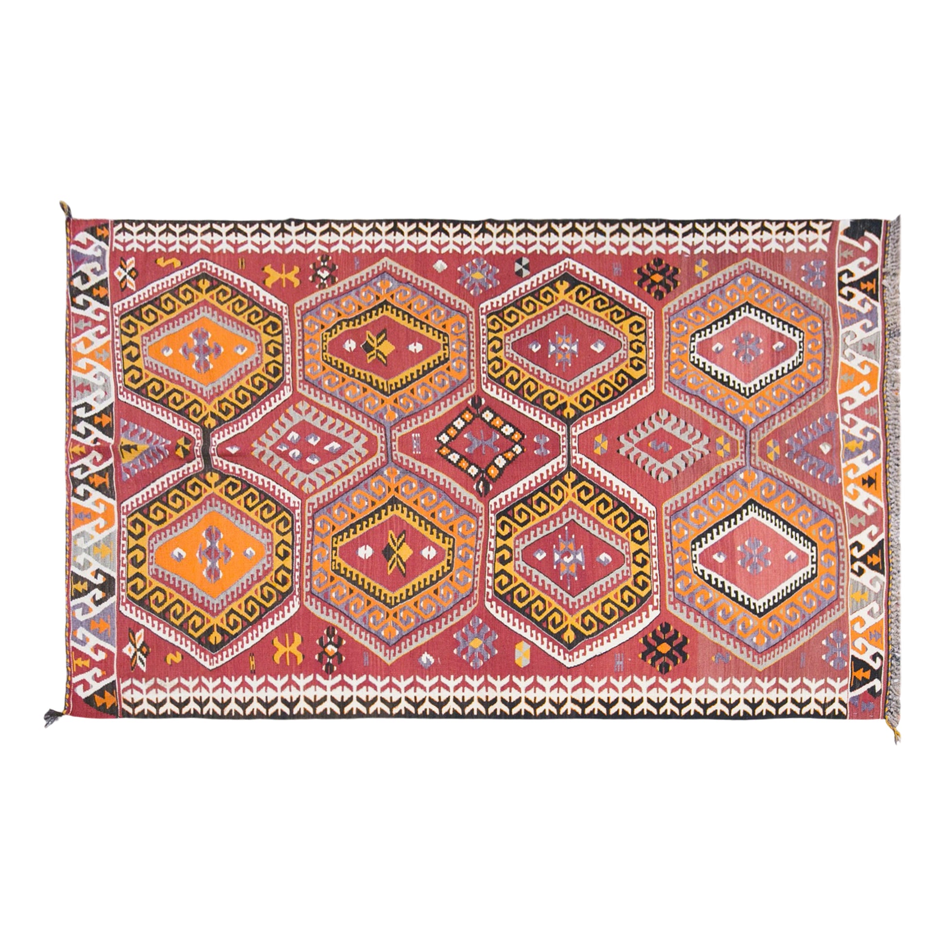 Vintage Anamur Area Nomadic Kilim Rug, 5.5x8.9 ft, 168x270 cm, Handwoven Turkish Wool Kilim