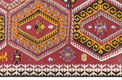 Vintage Anamur Area Nomadic Kilim Rug, 5.5x8.9 ft, 168x270 cm, Handwoven Turkish Wool Kilim