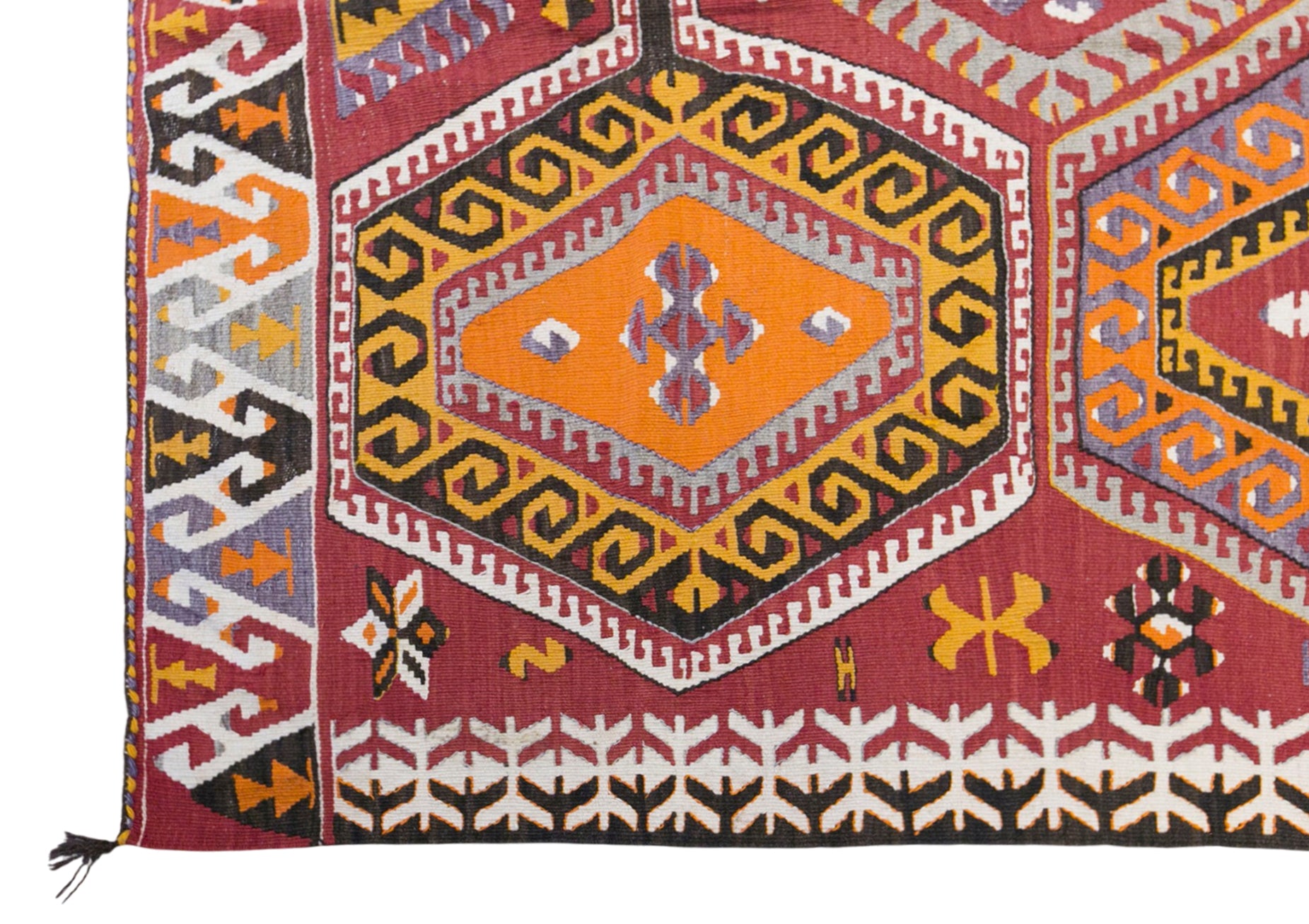 Vintage Anamur Area Nomadic Kilim Rug, 5.5x8.9 ft, 168x270 cm, Handwoven Turkish Wool Kilim