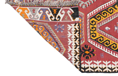 Vintage Anamur Area Nomadic Kilim Rug, 5.5x8.9 ft, 168x270 cm, Handwoven Turkish Wool Kilim