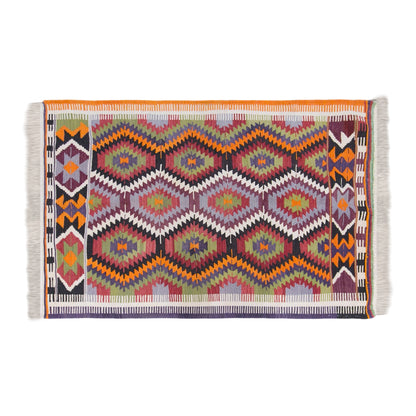 Vintage Antalya Korkuteli Nomadic Barak Tribe Kilim Rug, 3.9 x 5.2 ft, 118 x 160 cm, Handwoven Turkish Wool Kilim