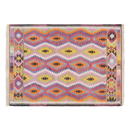 Vintage Antalya Korkuteli Nomadic Barak Tribe Kilim Rug, 5.6 x 6.7 ft, 170 x 205 cm, Handwoven Wool Turkish Kilim