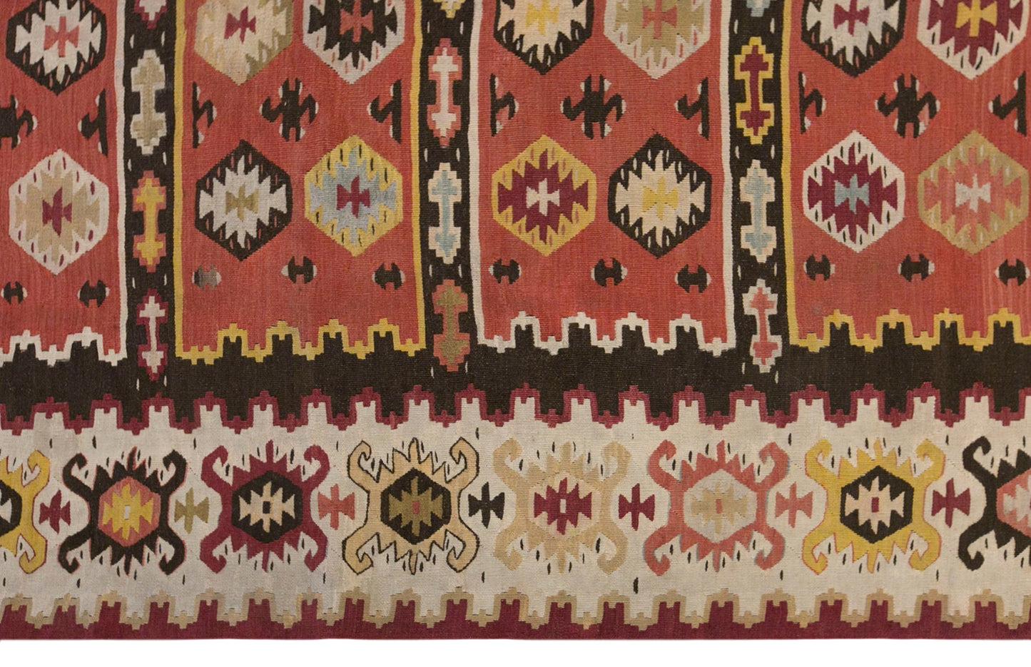 Vintage Antique Bessarabian Kilim, 200 x 265 cm / 6.6 x 8.7 ft