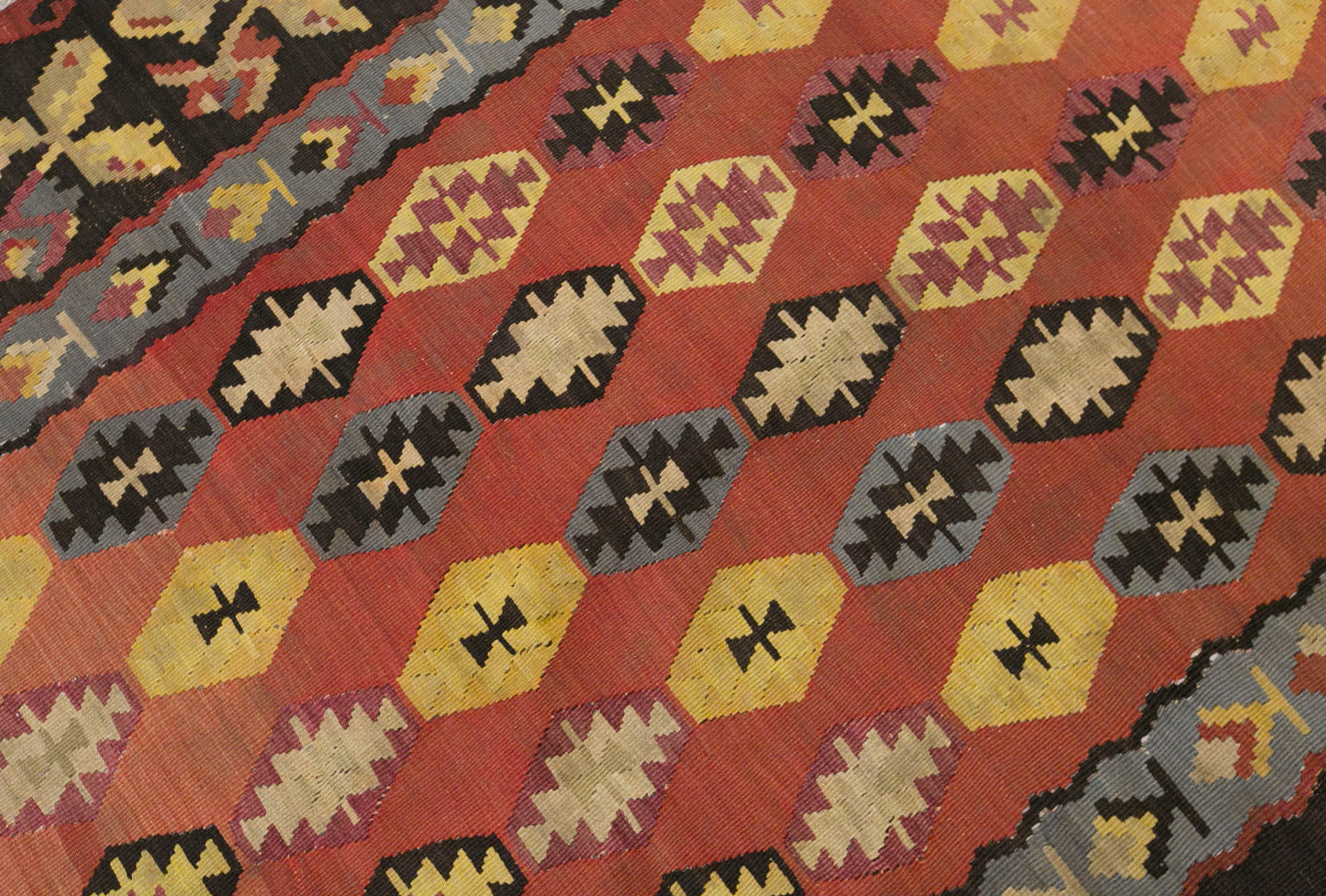 Vintage Bessarabian Kilim Rug, 6.1 x 10.2 ft, 185 x 310 cm, 80 Year Old Handwoven Wool Kilim