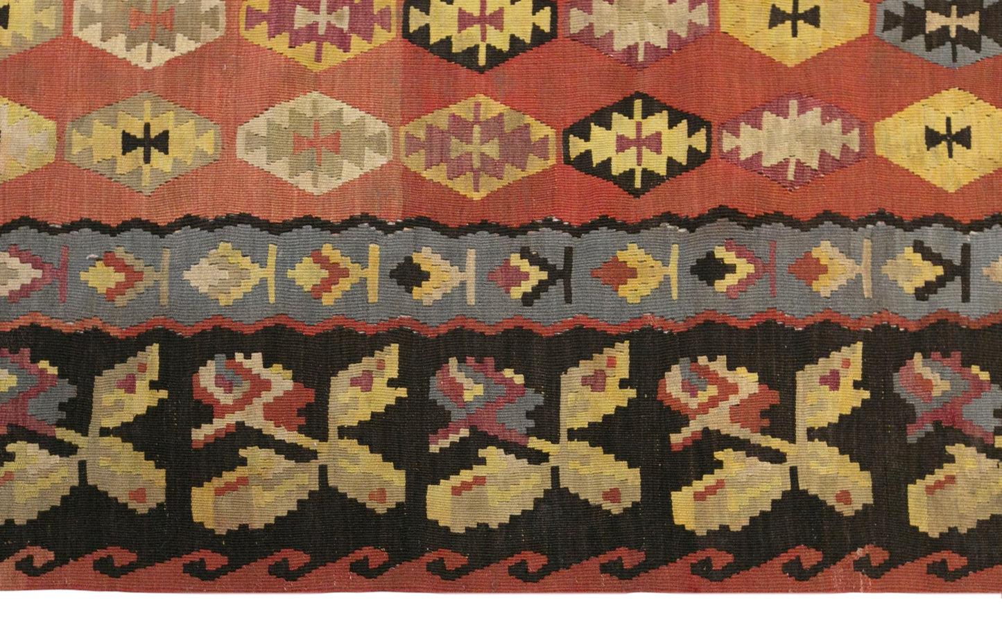Vintage Bessarabian Kilim Rug, 6.1 x 10.2 ft, 185 x 310 cm, 80 Year Old Handwoven Wool Kilim