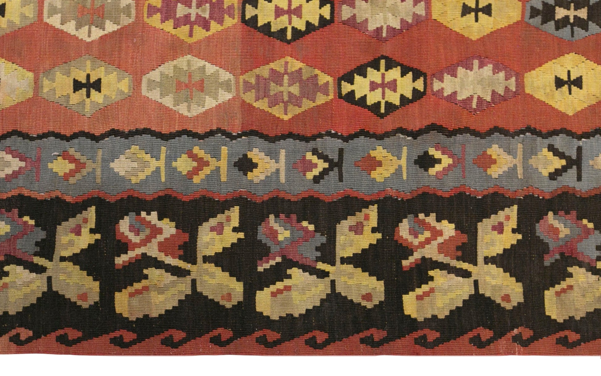 Vintage Bessarabian Kilim Rug, 6.1 x 10.2 ft, 185 x 310 cm, 80 Year Old Handwoven Wool Kilim