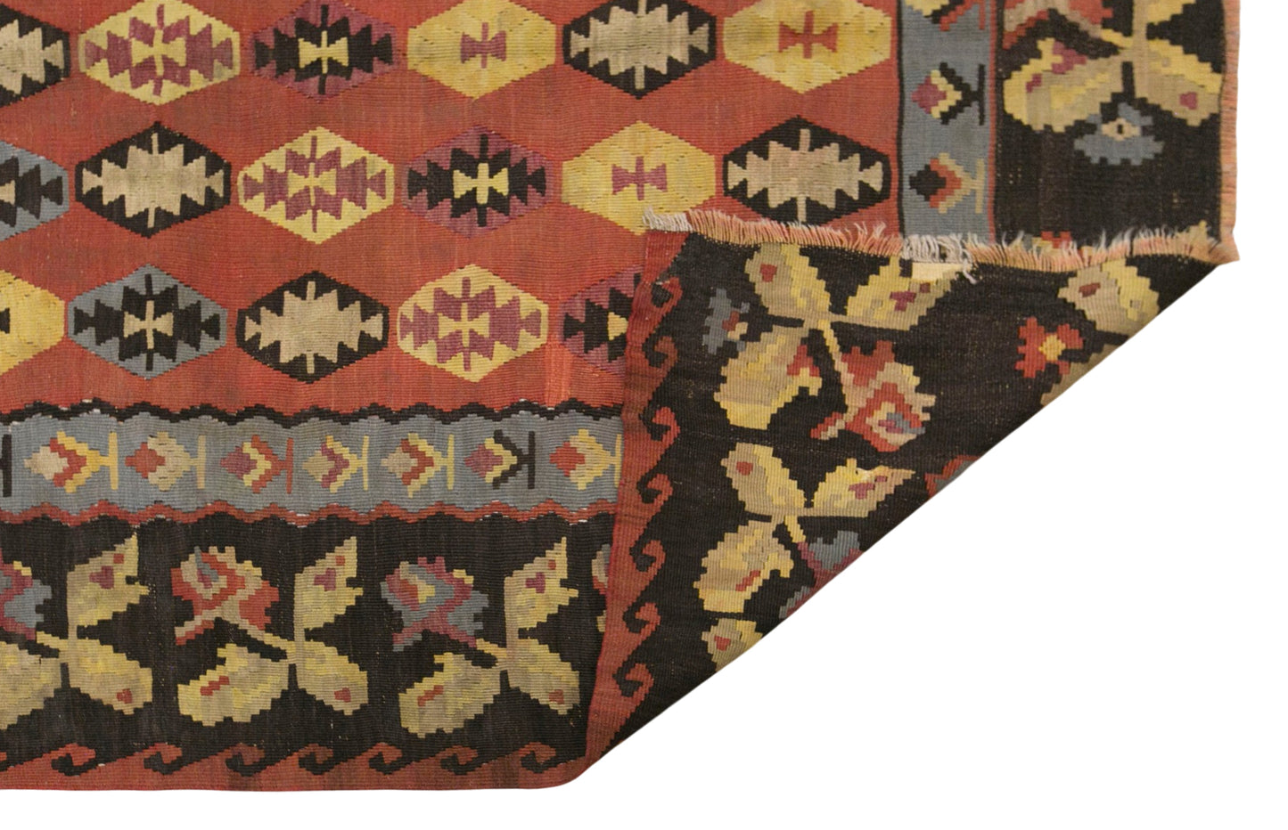 Vintage Bessarabian Kilim Rug, 6.1 x 10.2 ft, 185 x 310 cm, 80 Year Old Handwoven Wool Kilim