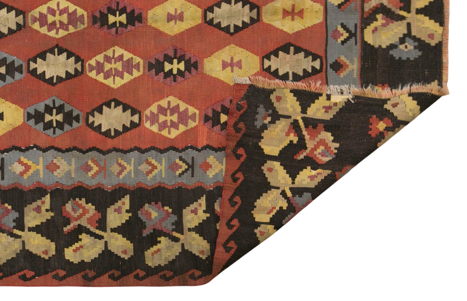 Vintage Bessarabian Kilim Rug, 6.1 x 10.2 ft, 185 x 310 cm, 80 Year Old Handwoven Wool Kilim