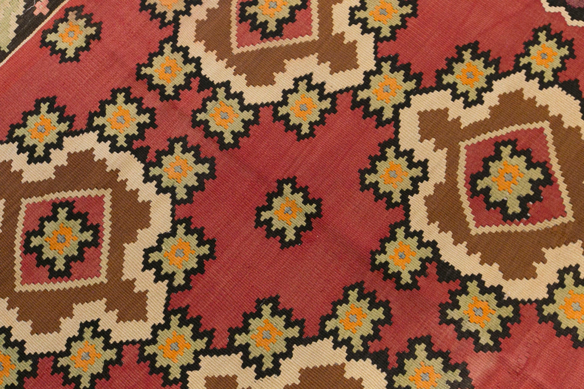 Vintage Bessarabian Kilim Rug, 6.5 x 9.2 ft, 198 x 280 cm, Handwoven Wool Kilim