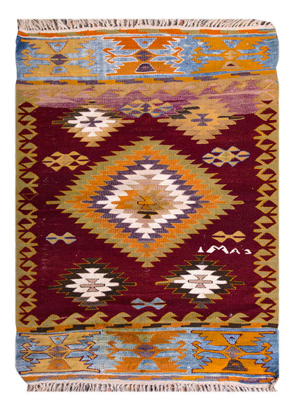 Vintage Denizli Çal Rug, 103 x 142 cm, 3.4 x 4.7 ft