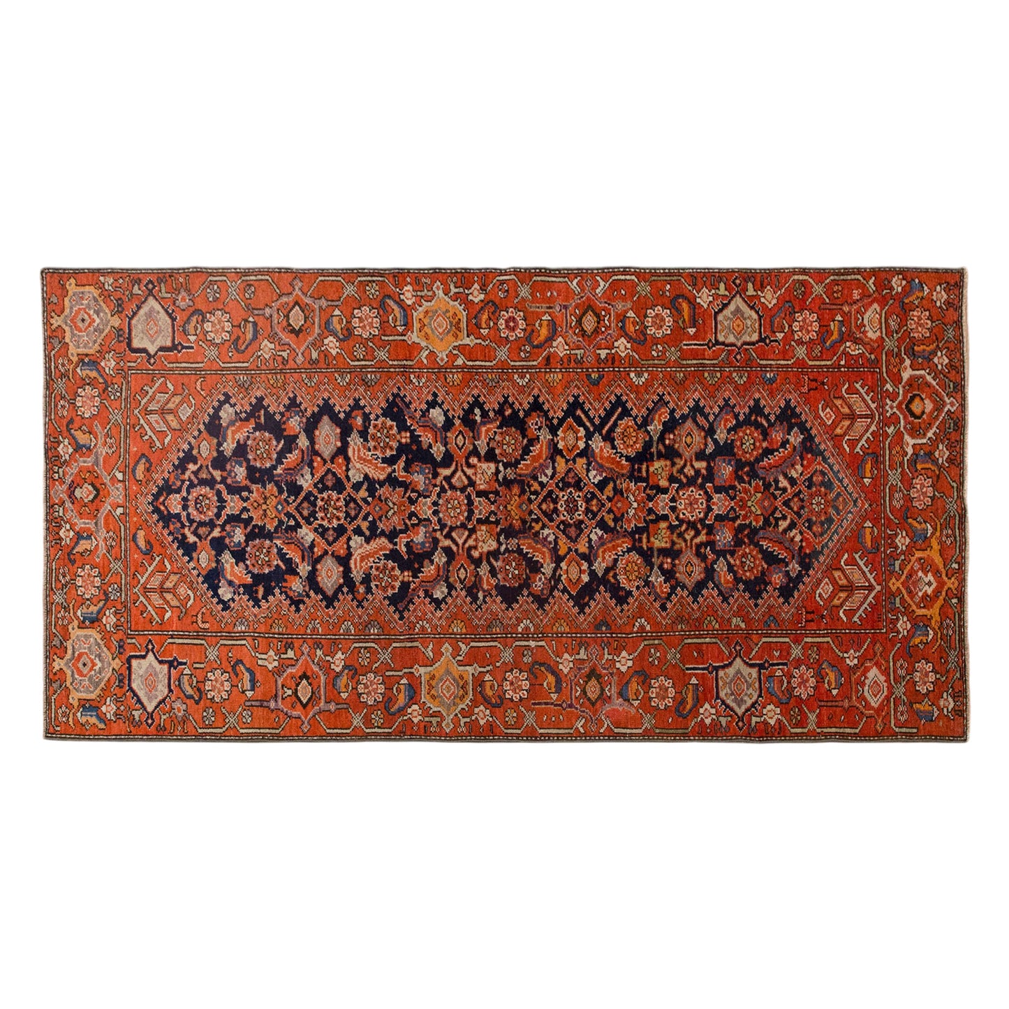 Vintage Handwoven Wool Rug, 107 x 235 cm / 3.5 x 7.7 ft
