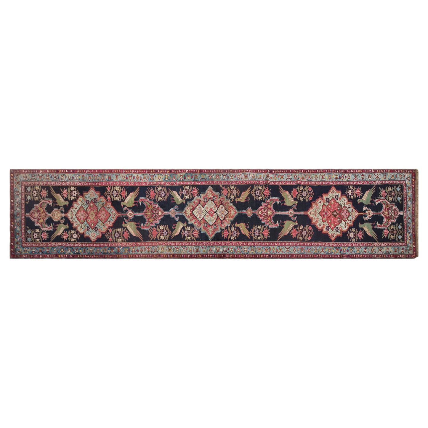 Vintage Handwoven Wool Runner, 106 x 550 cm, 3.5 x 18 ft