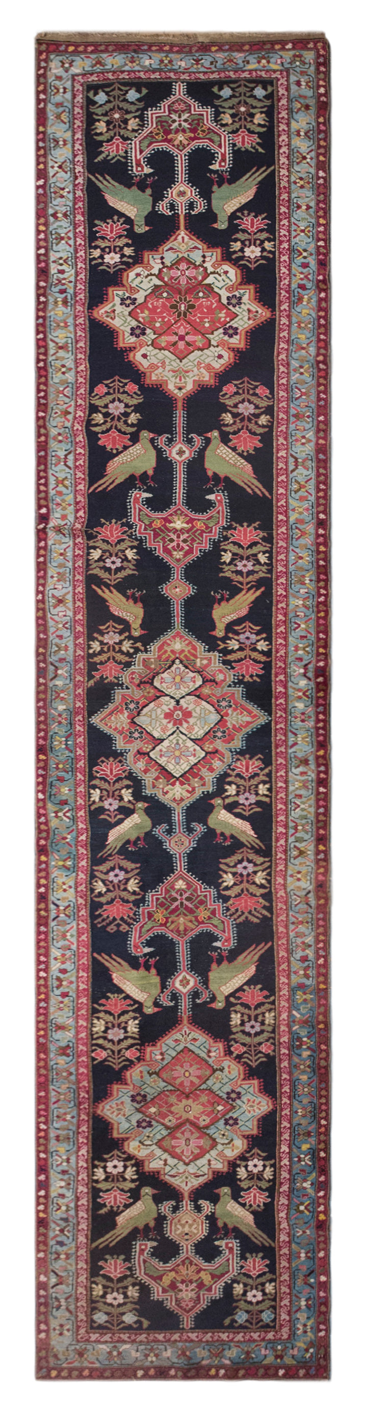 Vintage Handwoven Wool Runner, 106 x 550 cm, 3.5 x 18 ft