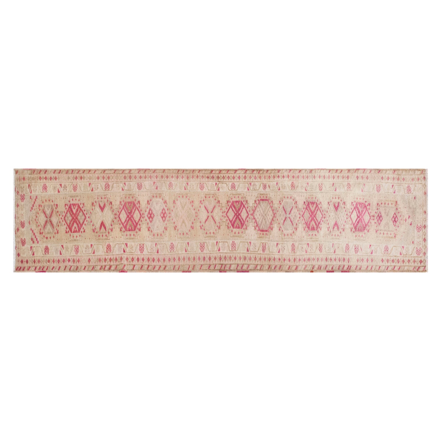 Vintage Handwoven Wool Runner, 83 x 413 cm, 2.7 x 14 ft
