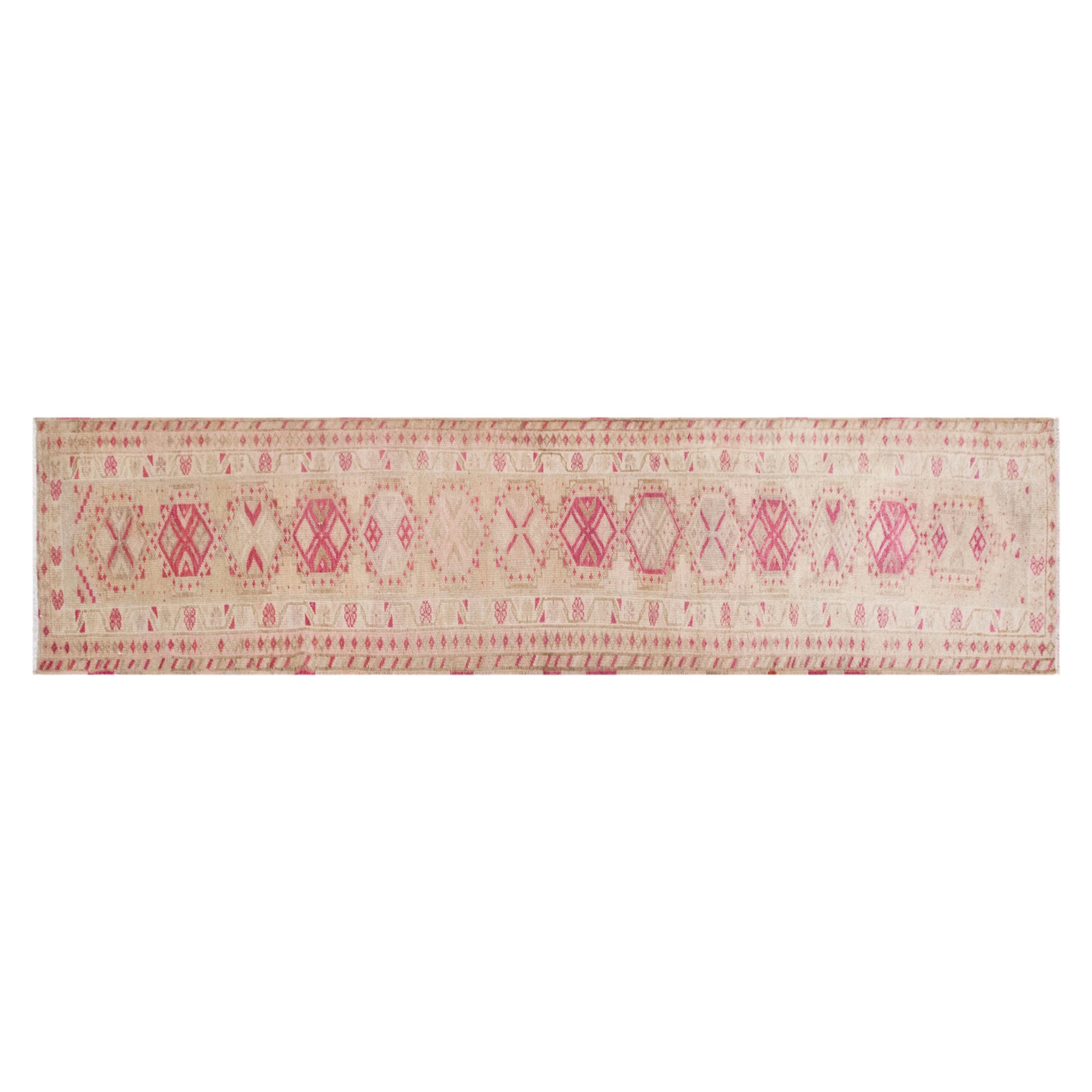 Vintage Handwoven Wool Runner, 83 x 413 cm, 2.7 x 14 ft