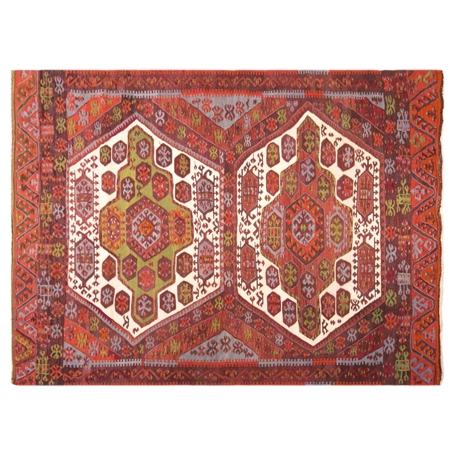 Vintage Hotamış Kilim Rug, 3.8 x 6.2 ft, 115 x 190 cm, Handwoven Turkish Wool Kilim