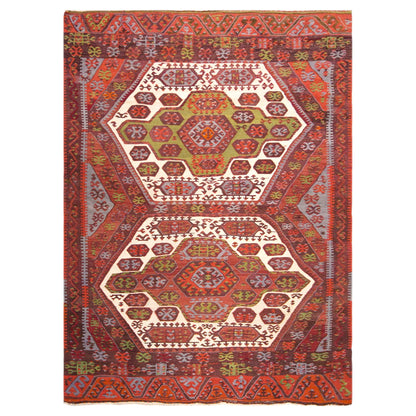 Vintage Hotamış Kilim Rug, 3.8 x 6.2 ft, 115 x 190 cm, Handwoven Turkish Wool Kilim