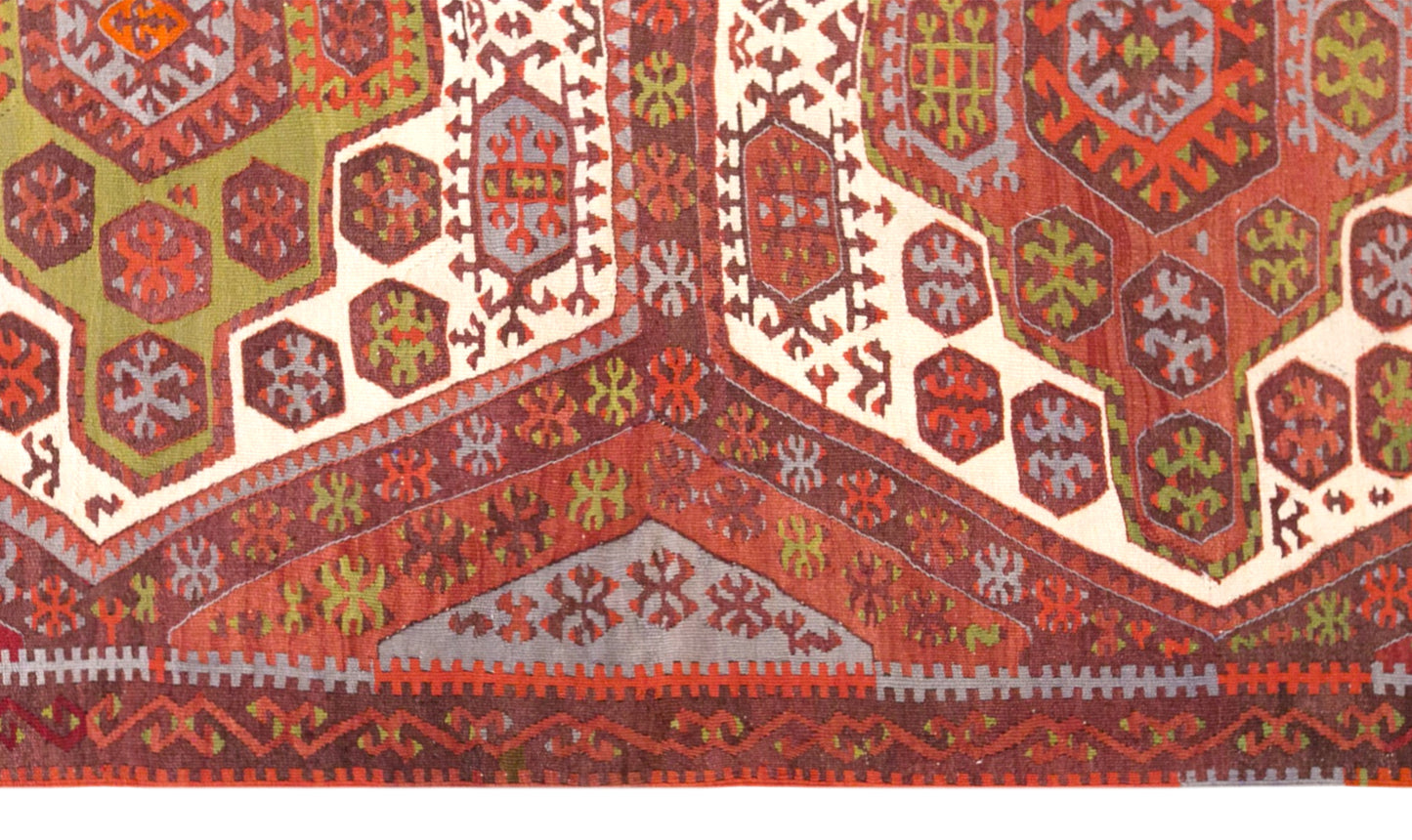 Vintage Hotamış Kilim Rug, 3.8 x 6.2 ft, 115 x 190 cm, Handwoven Turkish Wool Kilim