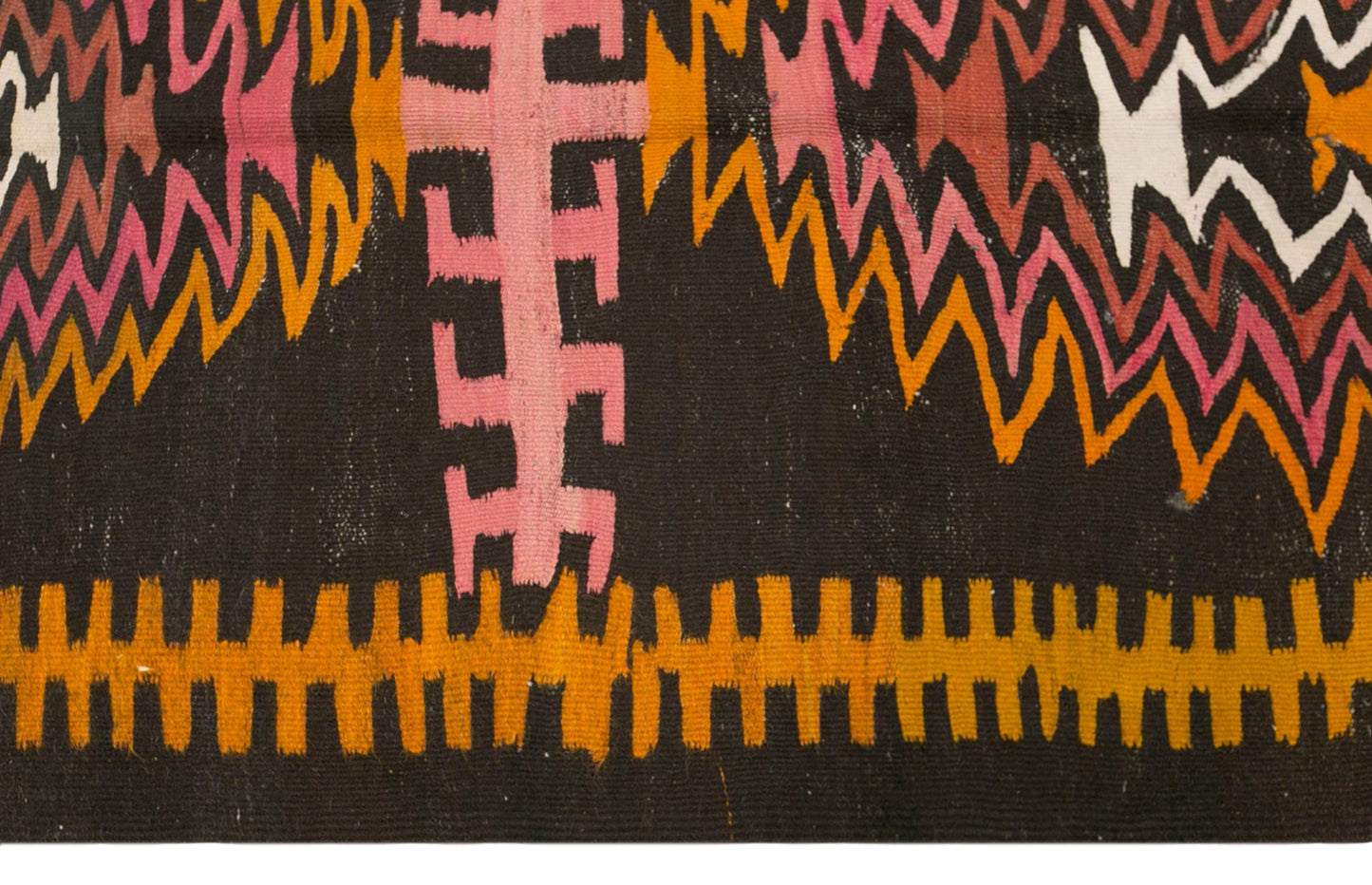 Vintage Kars Kilim Rug, 3.8 x 9.0 ft, 115 x 275 cm, Handwoven Turkish Wool Kilim