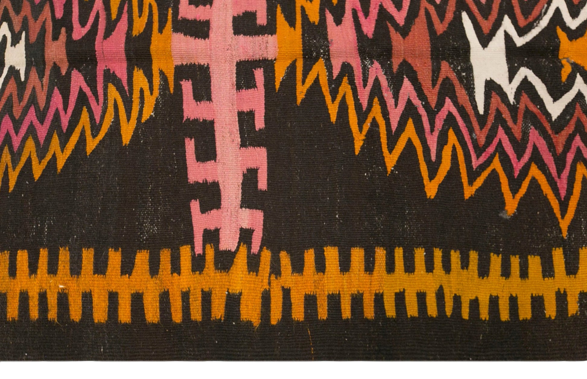 Vintage Kars Kilim Rug, 3.8 x 9.0 ft, 115 x 275 cm, Handwoven Turkish Wool Kilim