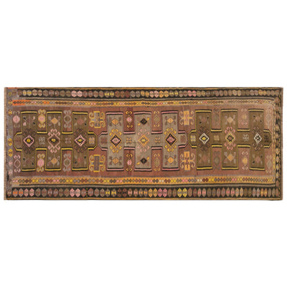Vintage Kars Kilim Rug, 4.4 x 12.8 ft, 133 x 390 cm, Handwoven Turkish Wool Kilim
