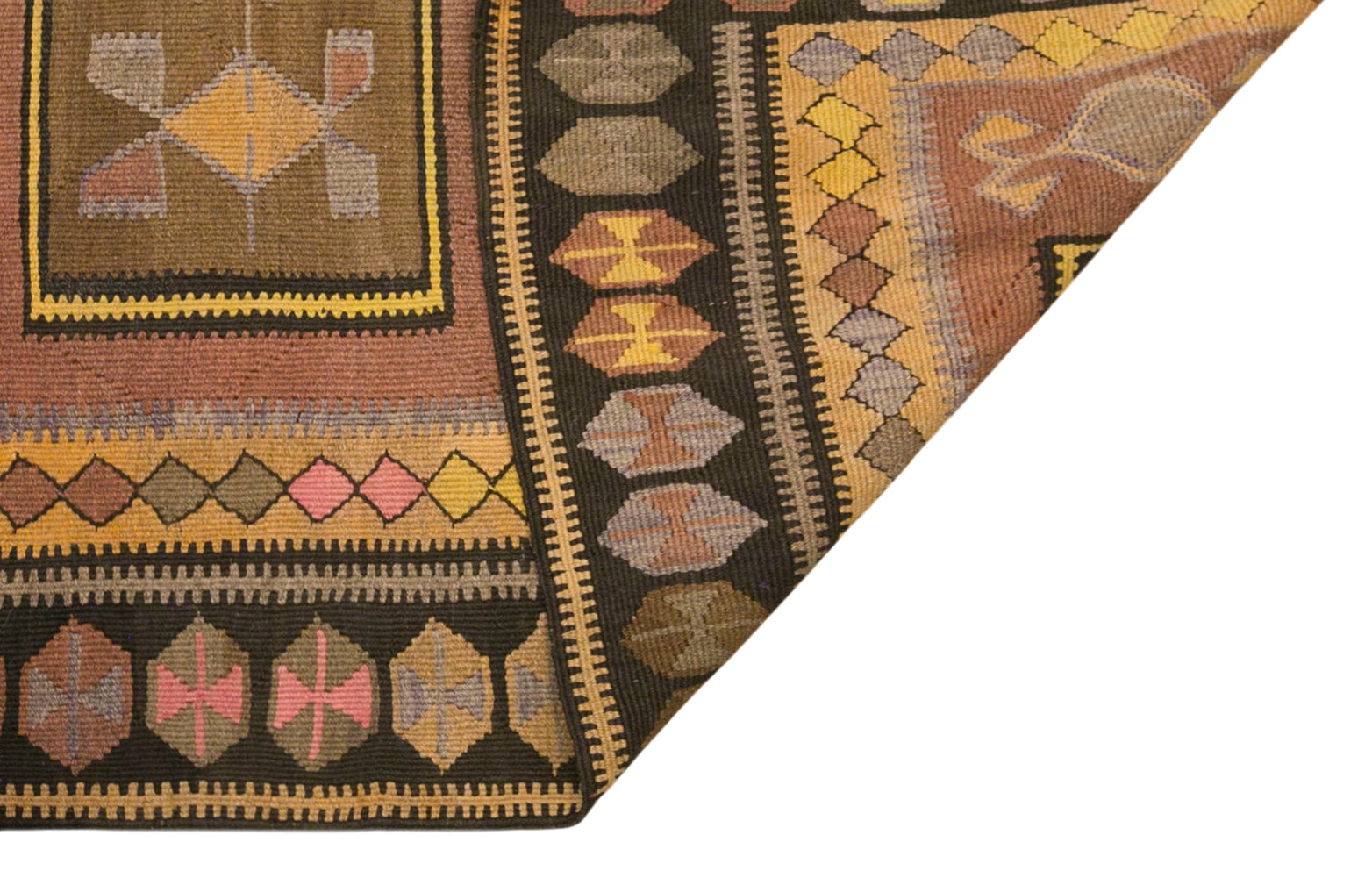 Vintage Kars Kilim Rug, 4.4 x 12.8 ft, 133 x 390 cm, Handwoven Turkish Wool Kilim
