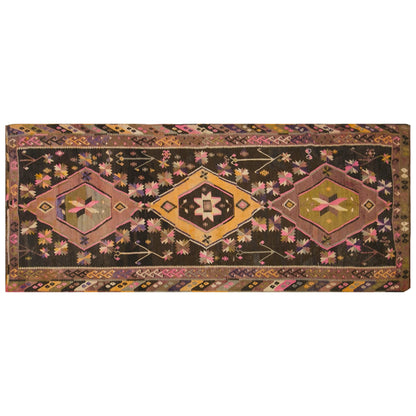 Vintage Kars Kilim Rug, 4.5 x 12.1 ft, 137 x 370 cm, Handwoven Turkish Wool Kilim