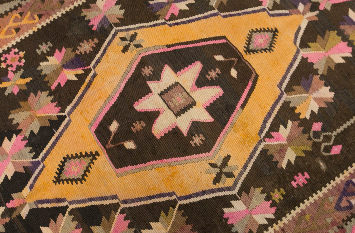 Vintage Kars Kilim Rug, 4.5 x 12.1 ft, 137 x 370 cm, Handwoven Turkish Wool Kilim