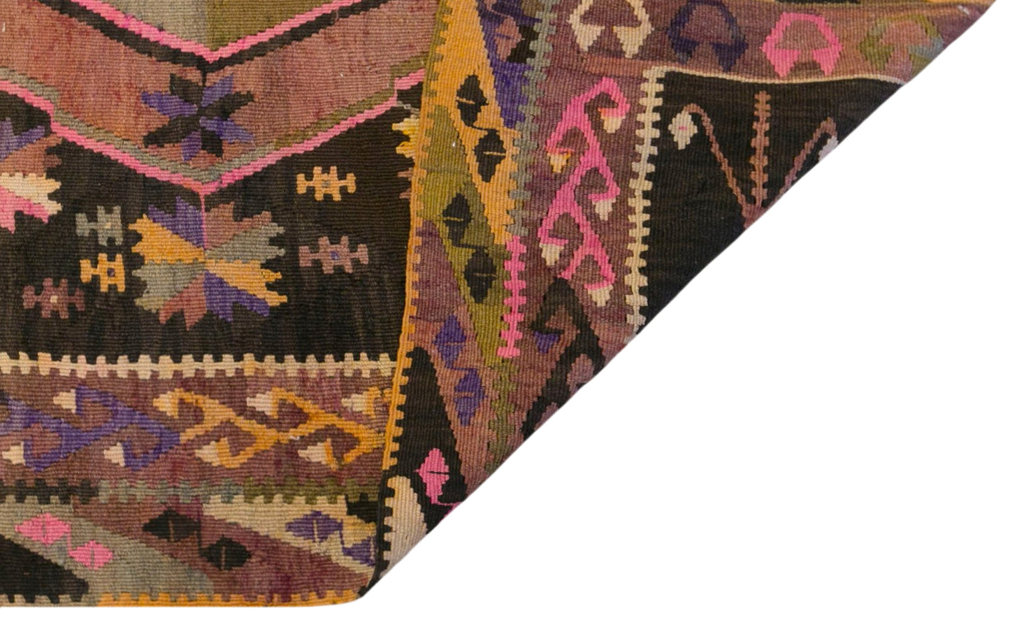 Vintage Kars Kilim Rug, 4.5 x 12.1 ft, 137 x 370 cm, Handwoven Turkish Wool Kilim