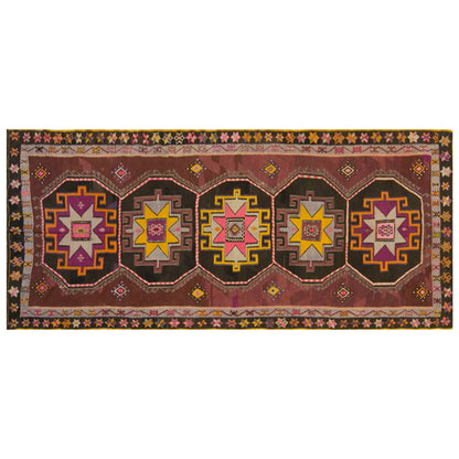 Vintage Kars Kilim Rug, 4.8 x 10.8 ft, 147 x 330 cm, Handwoven Turkish Wool Kilim