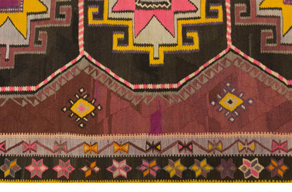 Vintage Kars Kilim Rug, 4.8 x 10.8 ft, 147 x 330 cm, Handwoven Turkish Wool Kilim