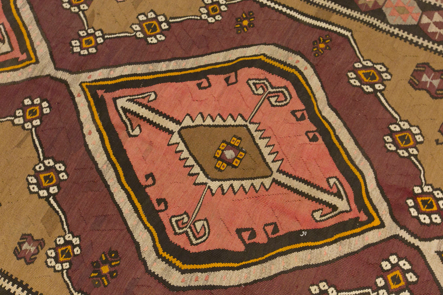 Vintage Kars Kilim Rug, 4.8 x 15.5 ft, 145 x 471 cm, Handwoven Turkish Wool Kilim