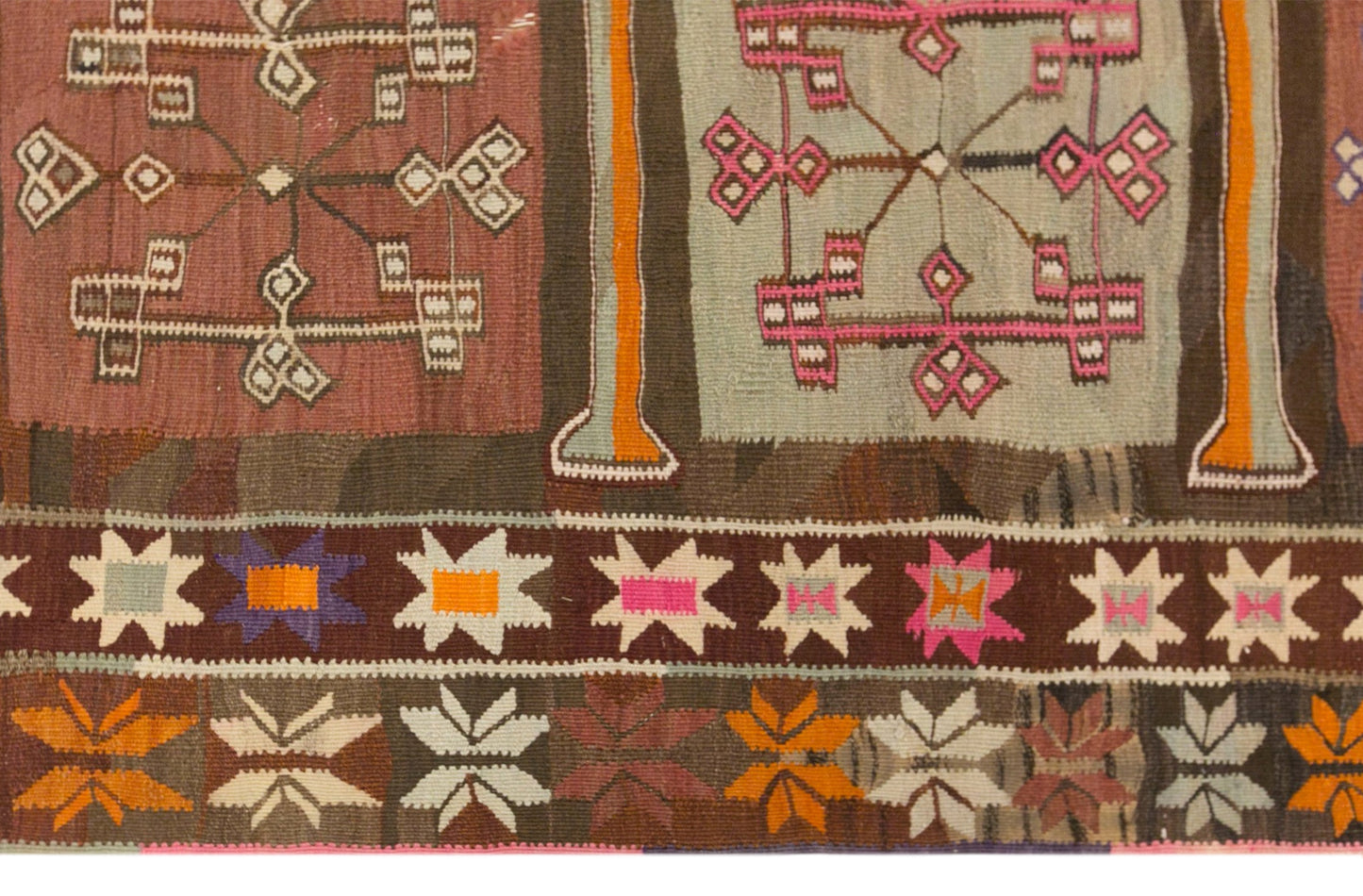 Vintage Kars Kilim Rug, 4.9 x 10.0 ft, 150 x 305 cm, Handwoven Turkish Wool Kilim