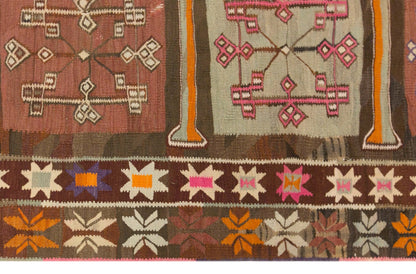 Vintage Kars Kilim Rug, 4.9 x 10.0 ft, 150 x 305 cm, Handwoven Turkish Wool Kilim