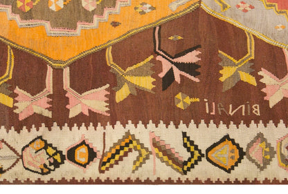 Vintage Kars Kilim Rug, 4.9 x 10.0 ft, 150 x 305 cm, Handwoven Turkish Wool Kilim