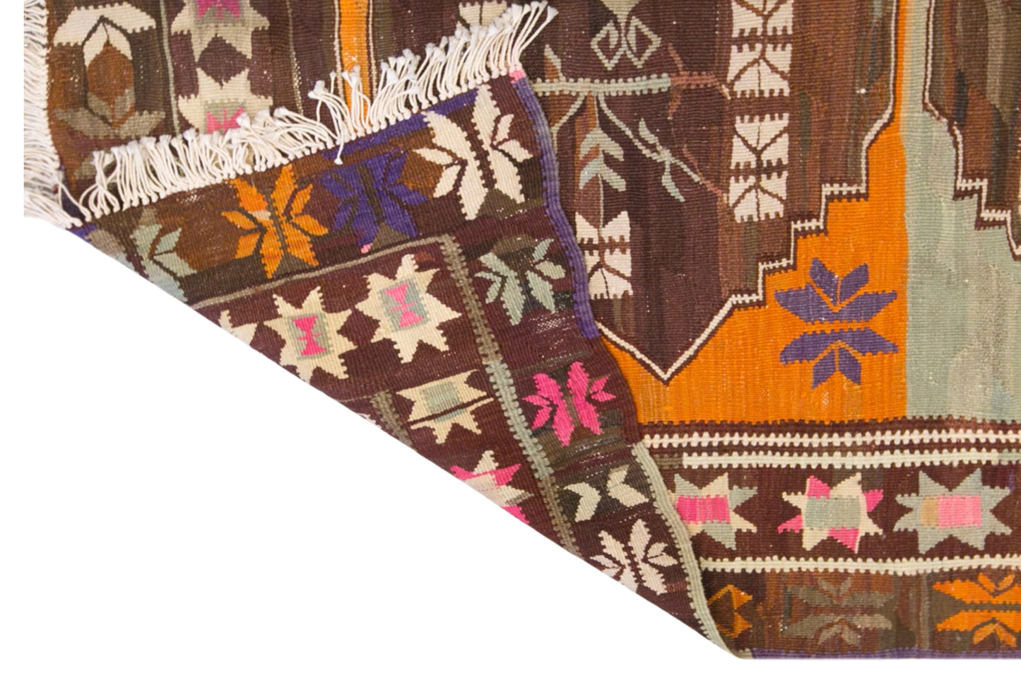 Vintage Kars Kilim Rug, 4.9 x 10.0 ft, 150 x 305 cm, Handwoven Turkish Wool Kilim