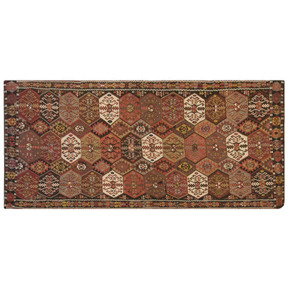 Vintage Kars Kilim Rug, 4.9 x 11.3 ft, 150 x 345 cm, Handwoven Turkish Wool Kilim