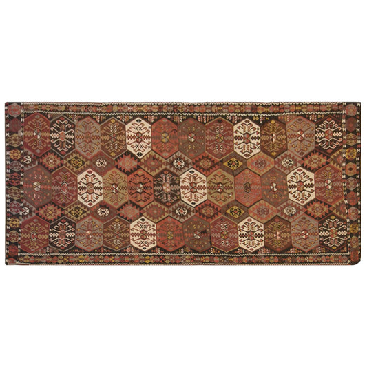 Vintage Kars Kilim Rug, 4.9 x 11.3 ft, 150 x 345 cm, Handwoven Turkish Wool Kilim
