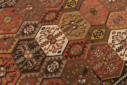 Vintage Kars Kilim Rug, 4.9 x 11.3 ft, 150 x 345 cm, Handwoven Turkish Wool Kilim