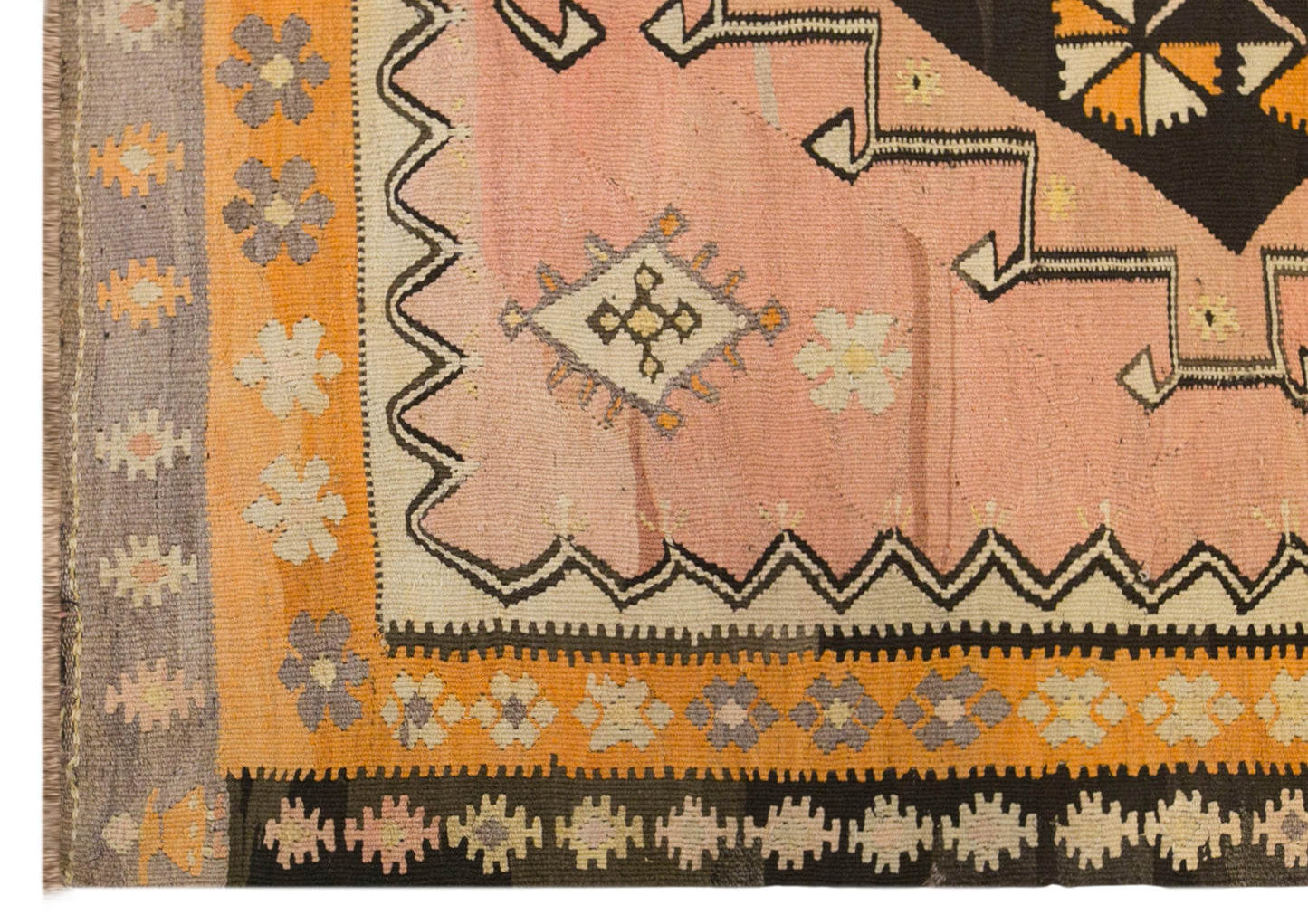 Vintage Kars Kilim Rug, 4.9 x 11.3 ft, 150 x 345 cm, Handwoven Turkish Wool Kilim
