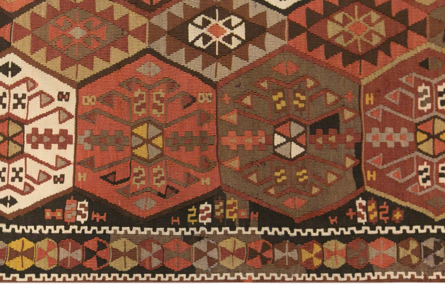 Vintage Kars Kilim Rug, 4.9 x 11.3 ft, 150 x 345 cm, Handwoven Turkish Wool Kilim