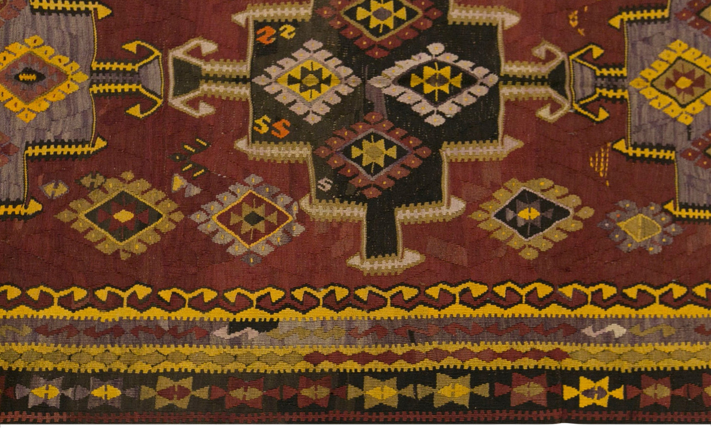 Vintage Kars Kilim Rug, 4.9 x 12.5 ft, 150 x 382 cm, Handwoven Turkish Wool Kilim