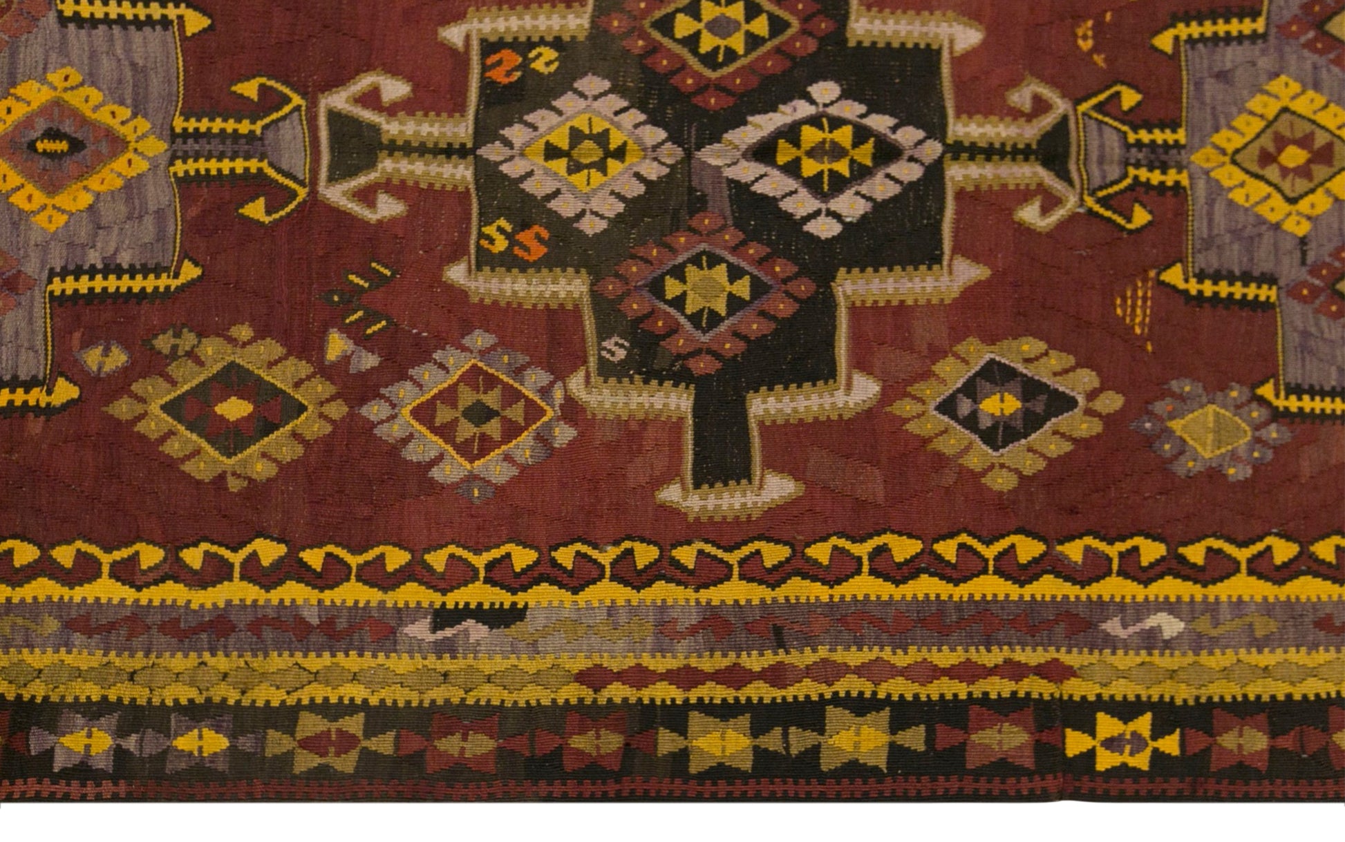 Vintage Kars Kilim Rug, 4.9 x 12.5 ft, 150 x 382 cm, Handwoven Turkish Wool Kilim