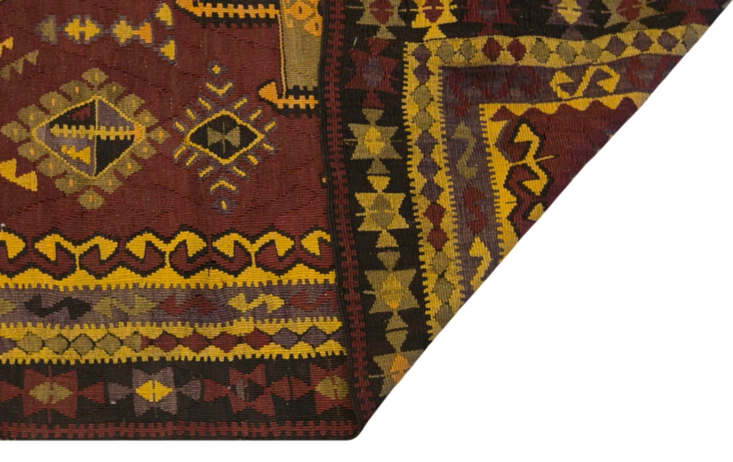 Vintage Kars Kilim Rug, 4.9 x 12.5 ft, 150 x 382 cm, Handwoven Turkish Wool Kilim