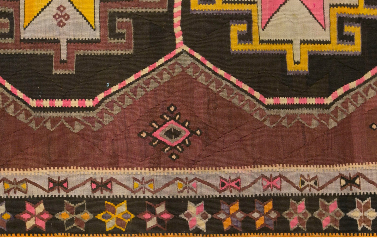 Vintage Kars Kilim Rug, 5.1 x 11.0 ft, 155 x 336 cm, Handwoven Turkish Wool Kilim