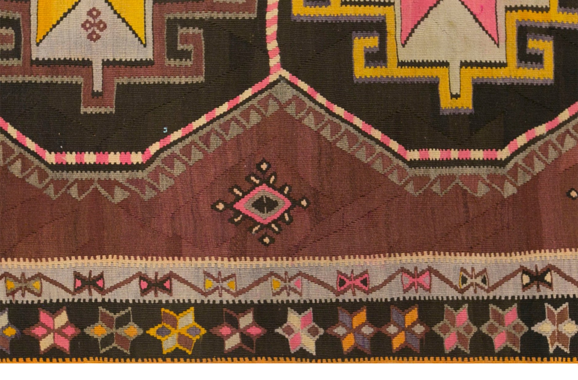 Vintage Kars Kilim Rug, 5.1 x 11.0 ft, 155 x 336 cm, Handwoven Turkish Wool Kilim