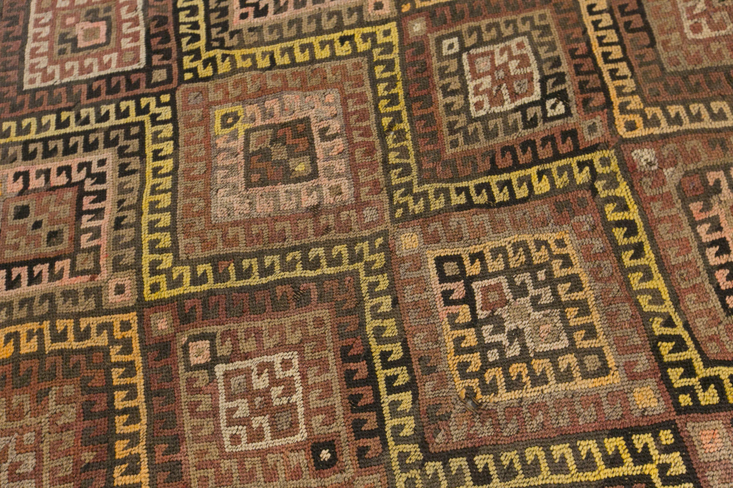 Vintage Kars Kilim Rug, 5.1 x 11.5 ft, 155 x 350 cm, Handwoven Turkish Wool Kilim