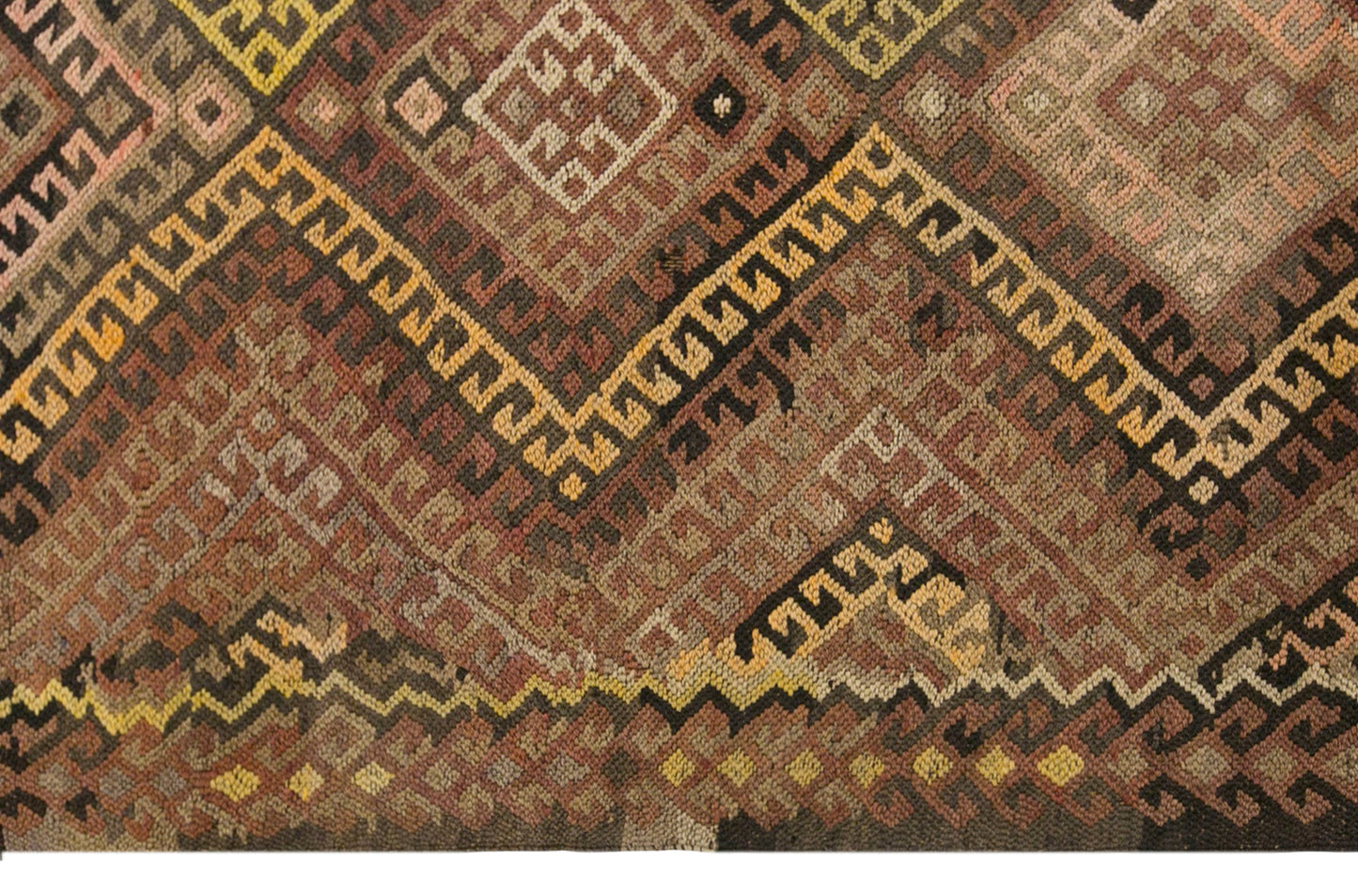 Vintage Kars Kilim Rug, 5.1 x 11.5 ft, 155 x 350 cm, Handwoven Turkish Wool Kilim