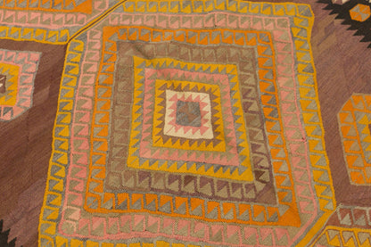 Vintage Kars Kilim Rug, 5.1 x 13.9 ft, 155 x 425 cm, Handwoven Turkish Wool Kilim